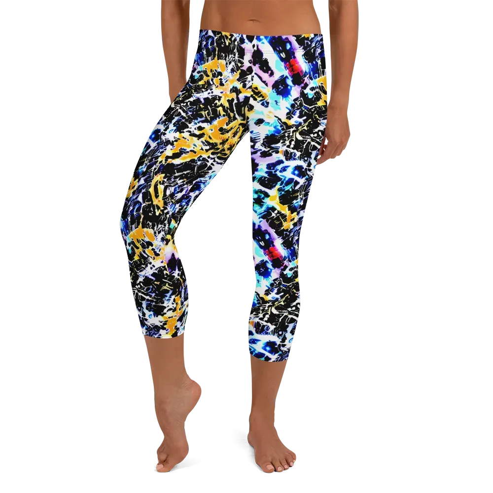 Chrome Fire on Capri Leggings — Front