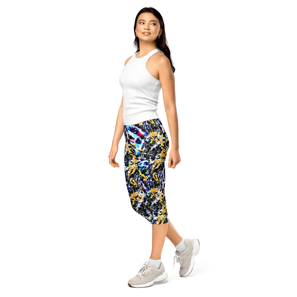 Chrome Fire on Capri Leggings — Left Front