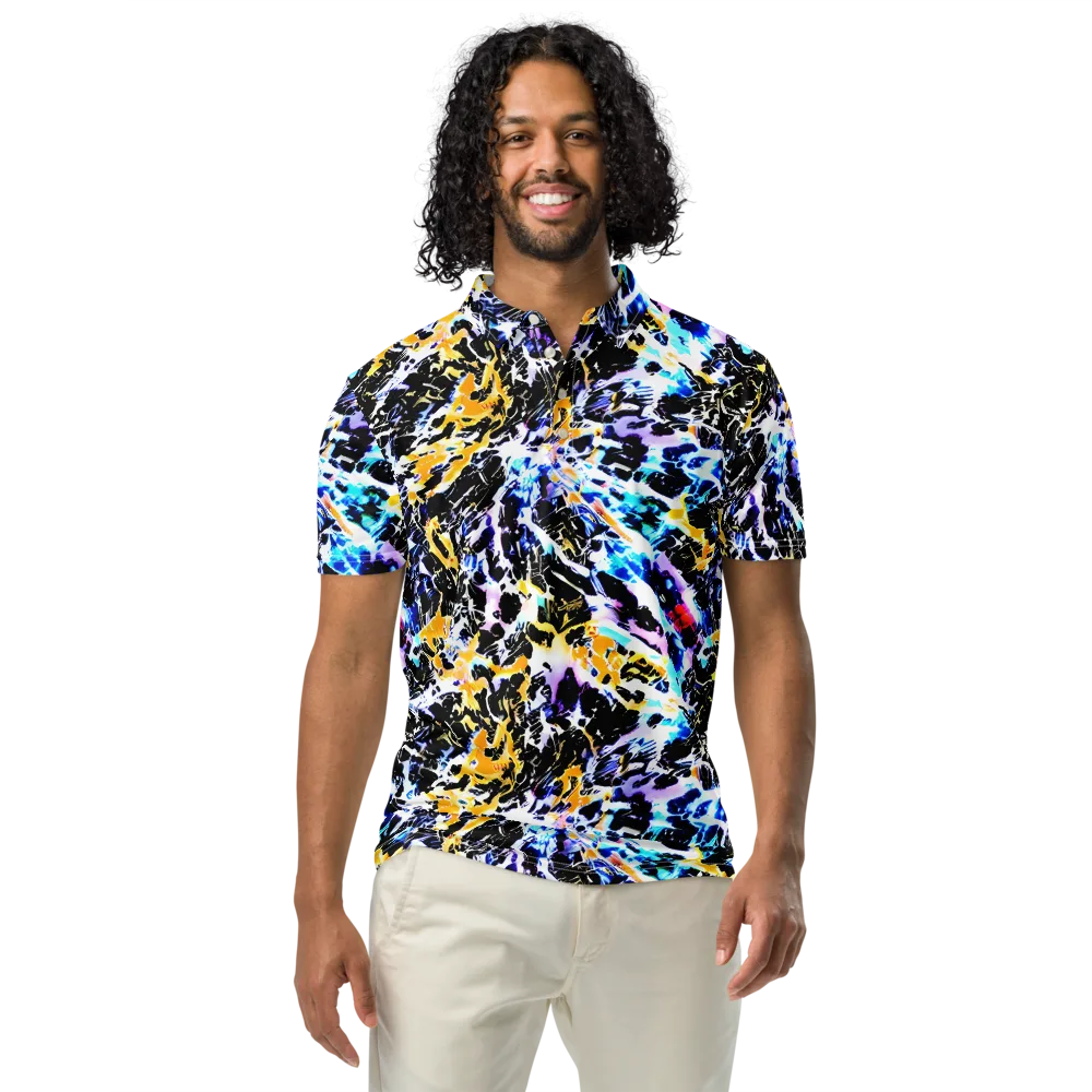 Chrome Fire on Men's Slim Fit Polo Shirt — Front