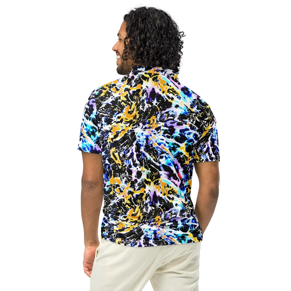 Chrome Fire on Men's Slim Fit Polo Shirt — Back