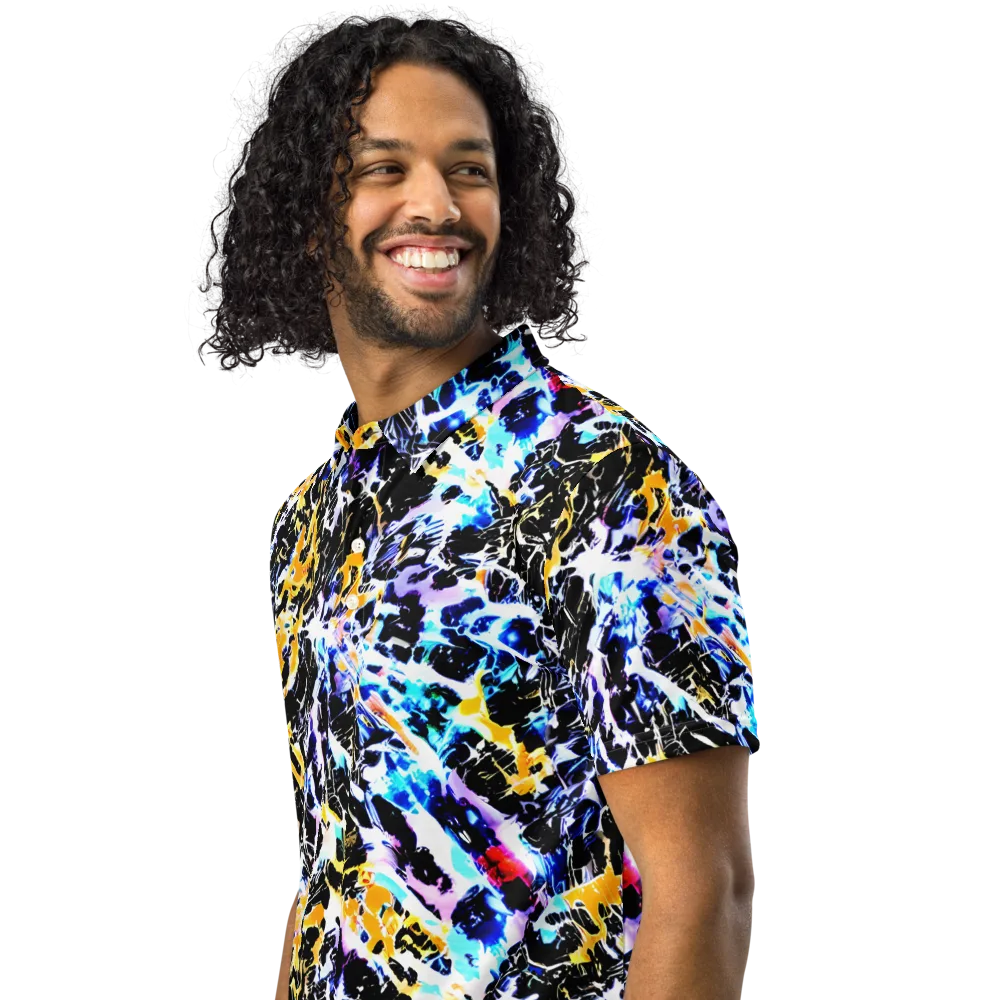 Chrome Fire on Men's Slim Fit Polo Shirt — Left Front