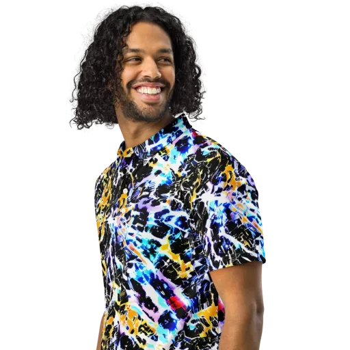 Chrome Fire on a Men's Slim Fit Polo Shirt