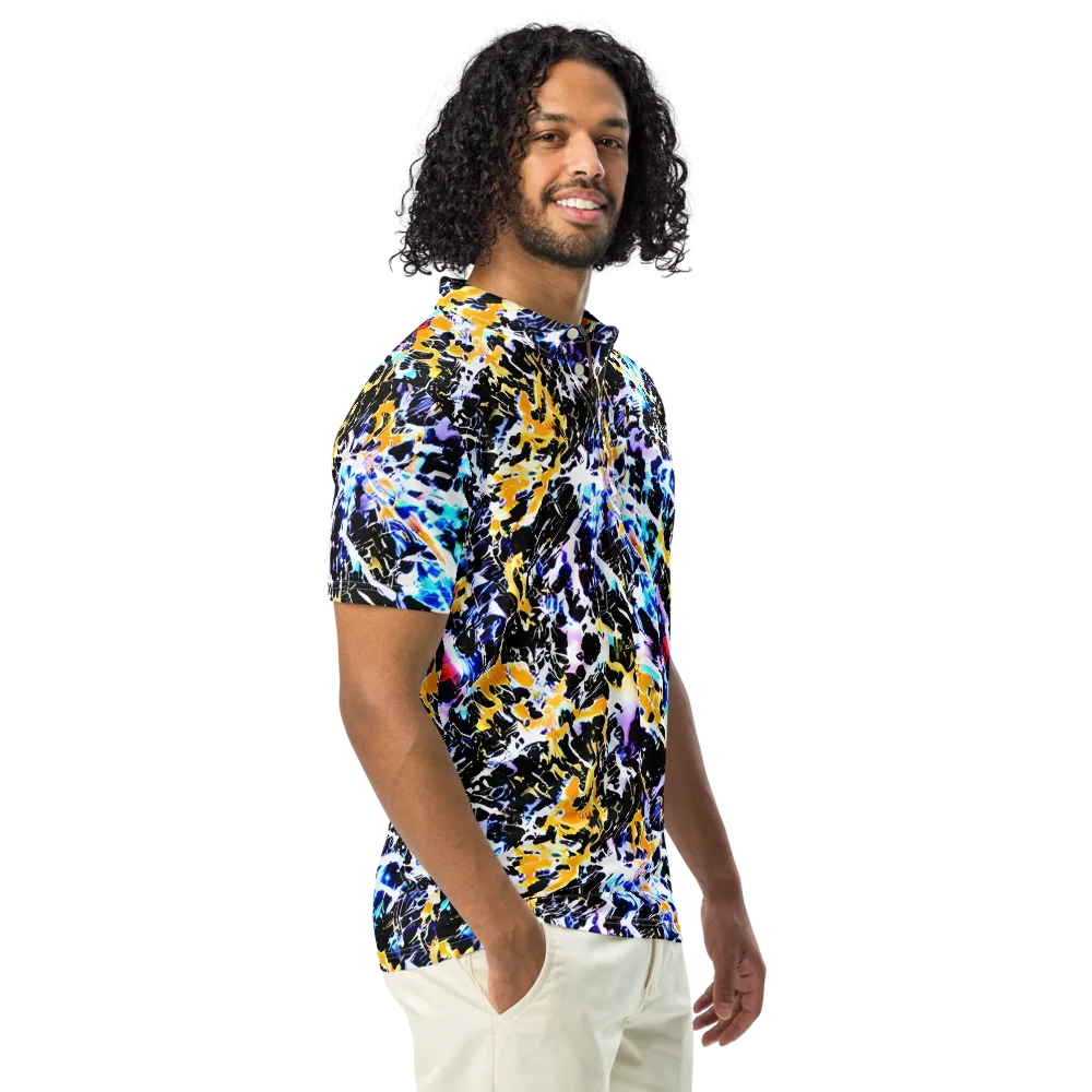 Chrome Fire on Men's Slim Fit Polo Shirt — Right Front