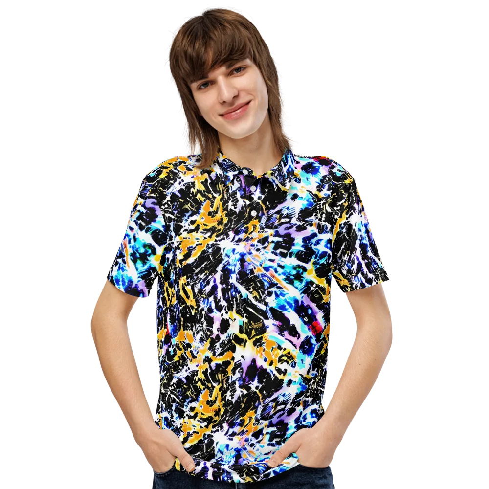 Chrome Fire on Men's Slim Fit Polo Shirt — Front