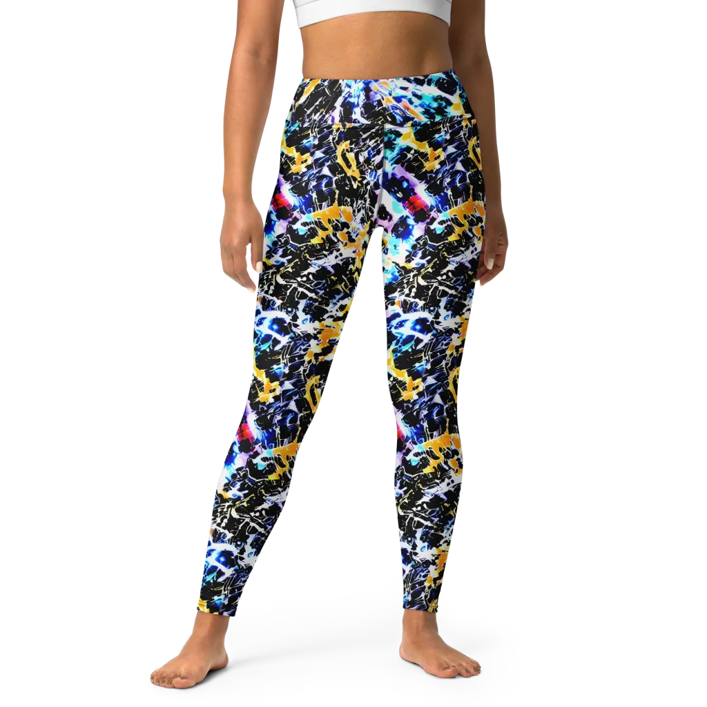 Chrome Fire on Yoga Leggings — Front