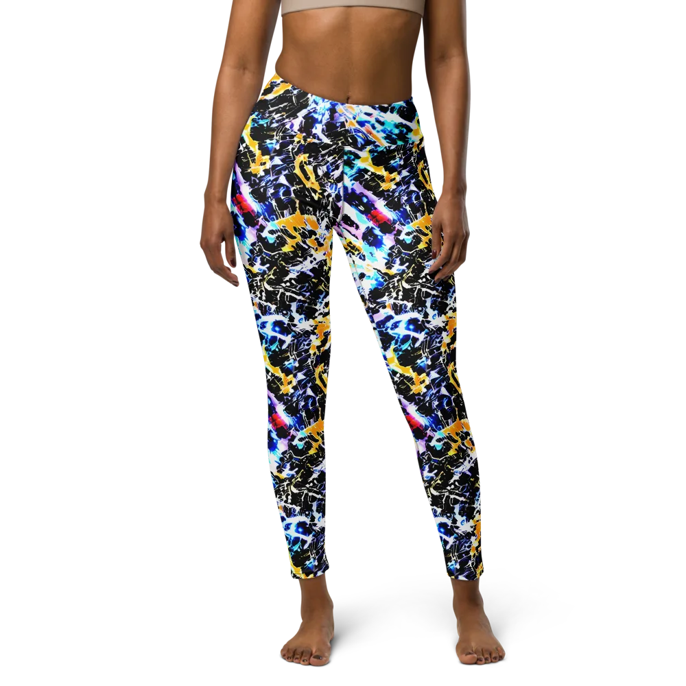 Chrome Fire on Yoga Leggings — Front