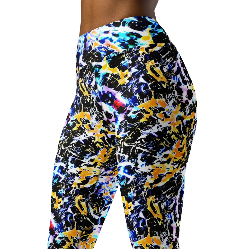 Chrome Fire on Yoga Leggings — Left Front