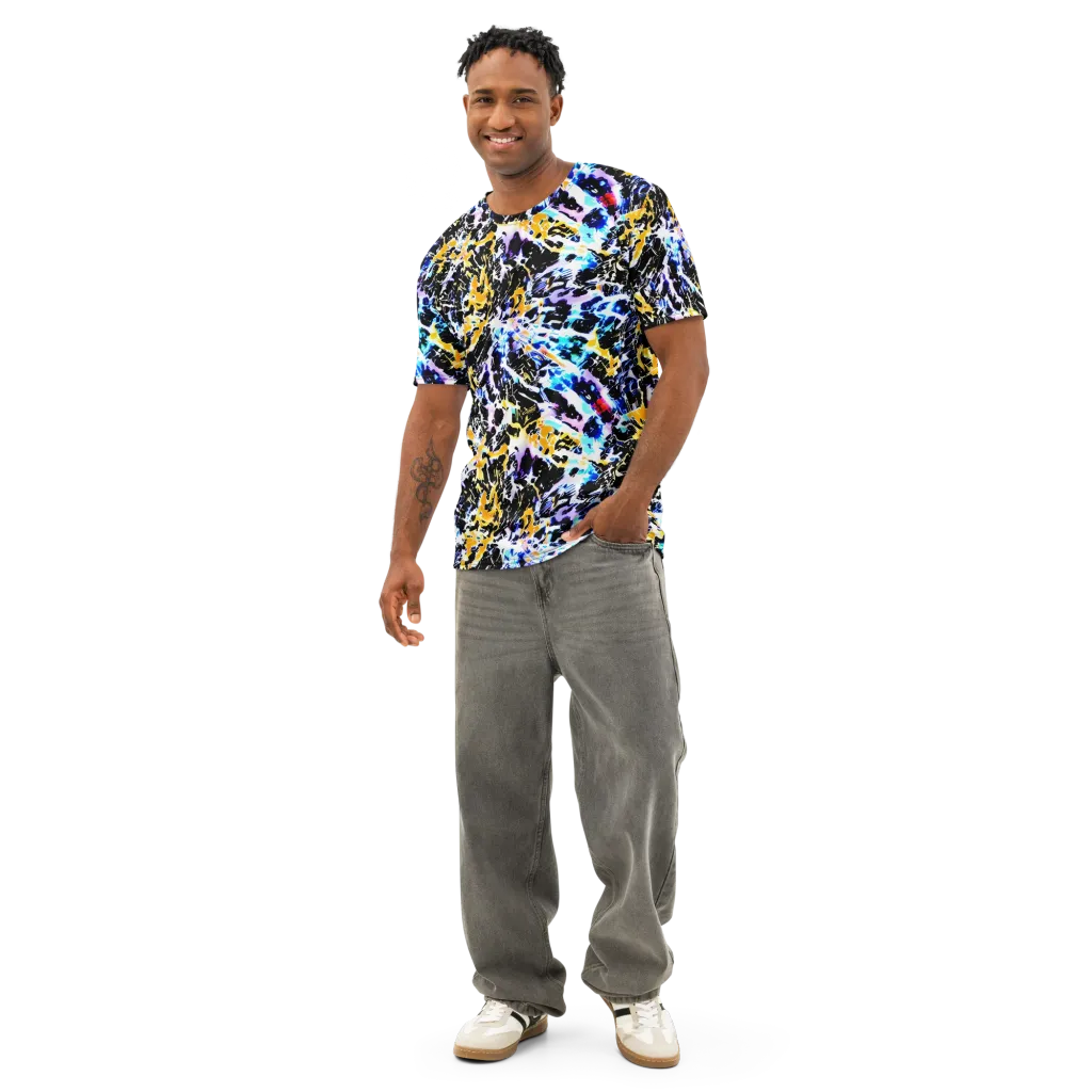 Chrome Fire on Men's Cotton Crew Neck T-Shirt — Front