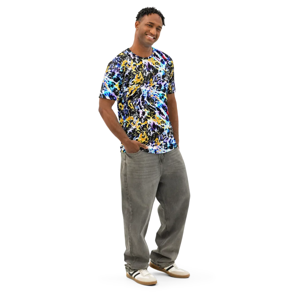 Chrome Fire on Men's Cotton Crew Neck T-Shirt — Right Front