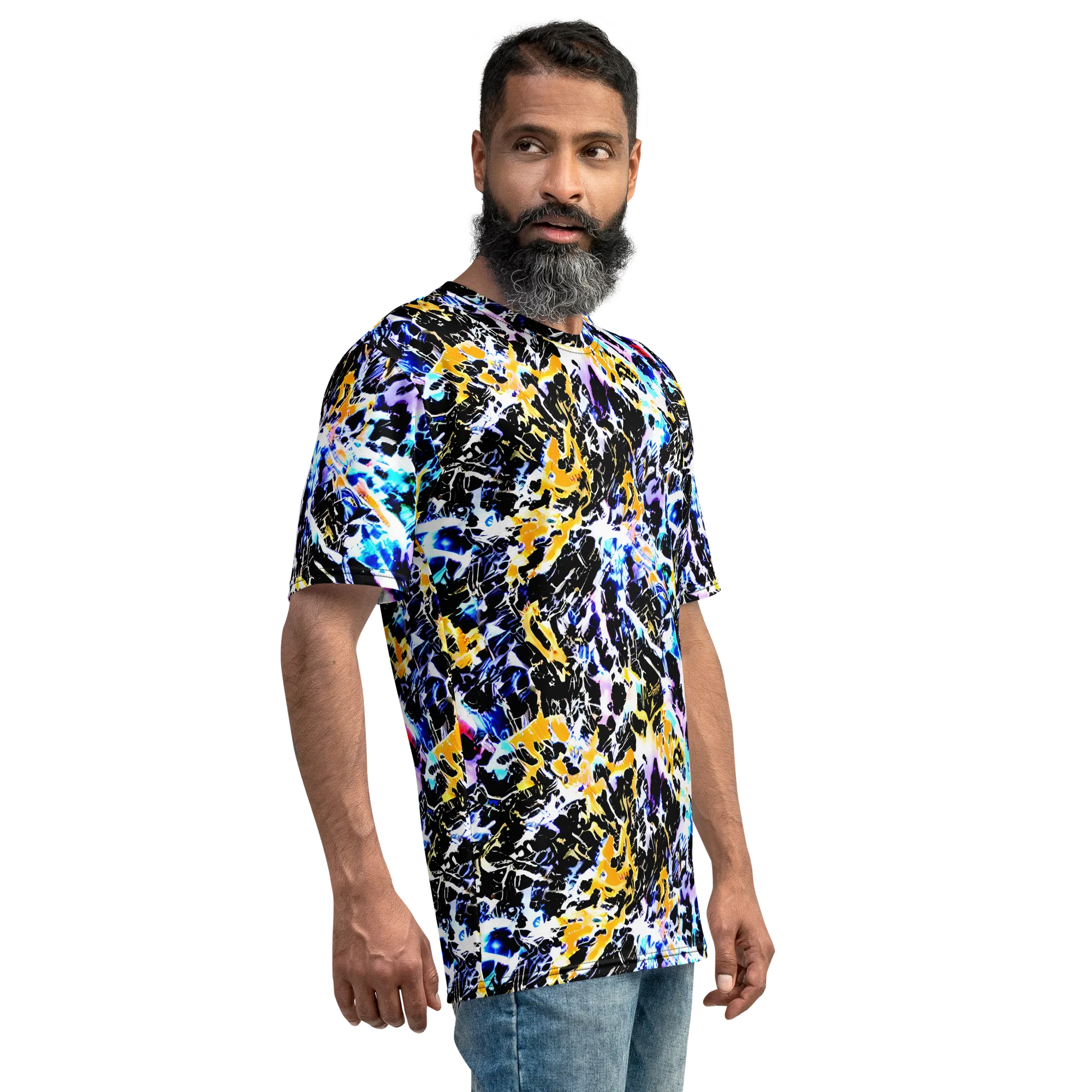 Chrome Fire on Men's Crew Neck T-Shirt — Right