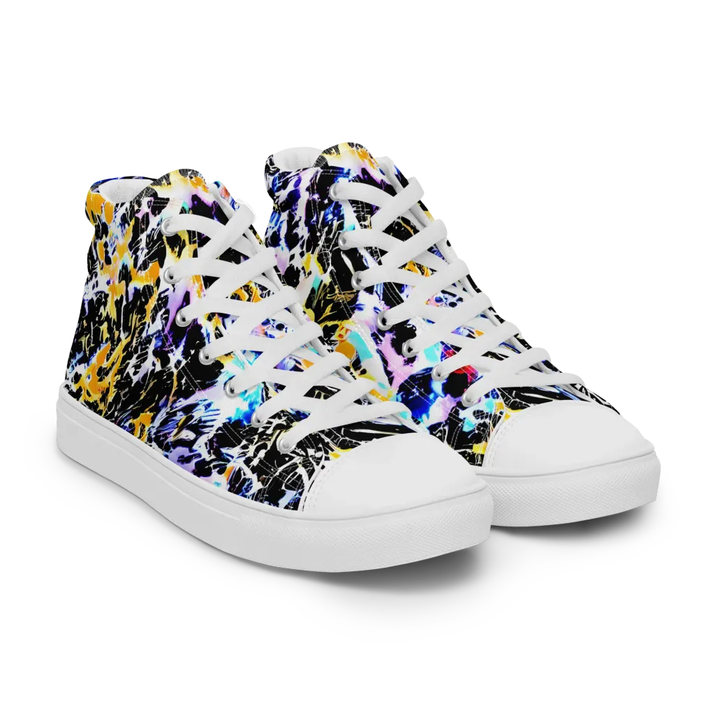 Chrome Fire on Men's High Top Canvas Shoes — Right Front