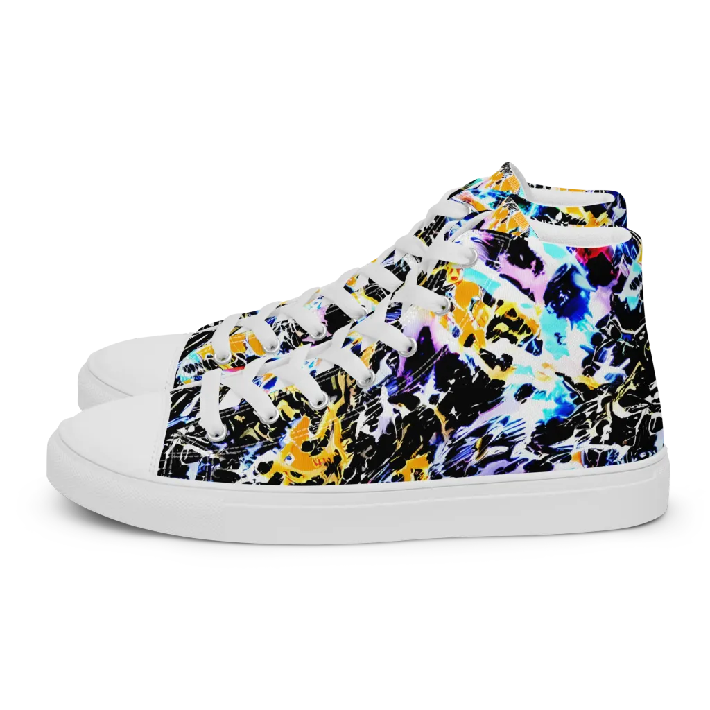 Chrome Fire on Men's High Top Canvas Shoes — Left
