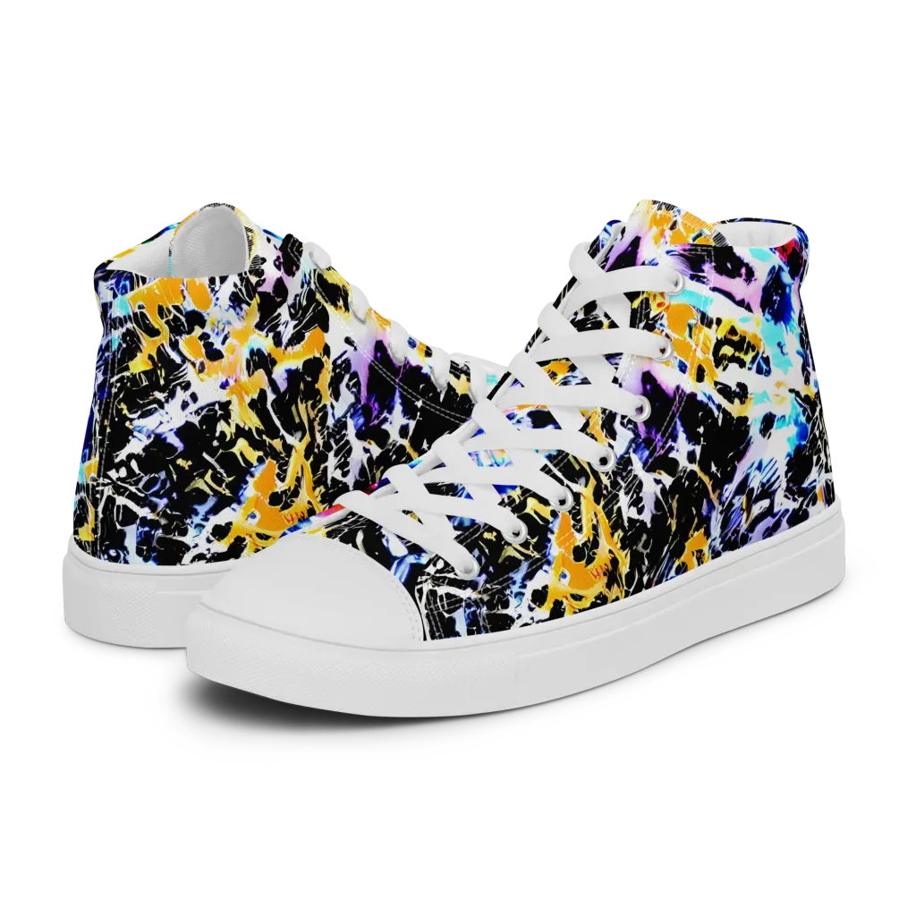 Chrome Fire on Men's High Top Canvas Shoes — Left