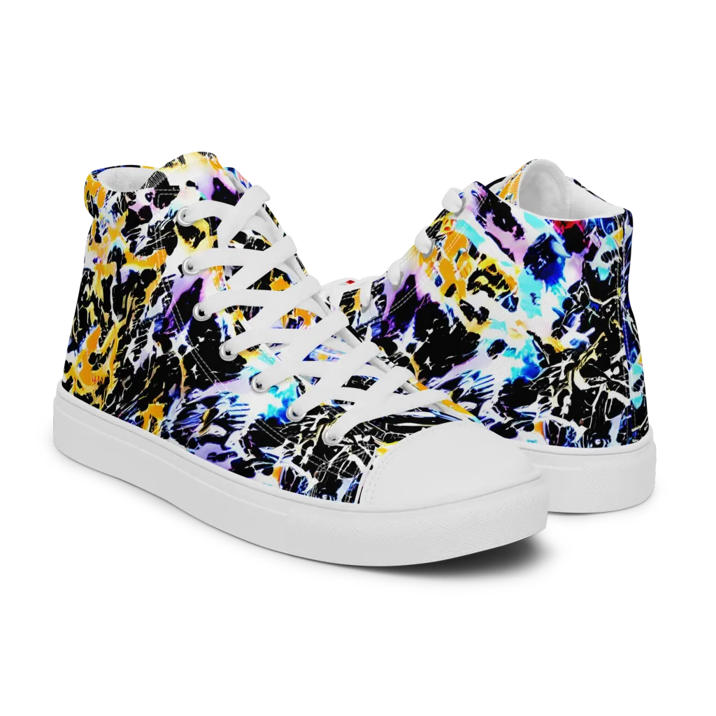 Chrome Fire on Men's High Top Canvas Shoes — Right