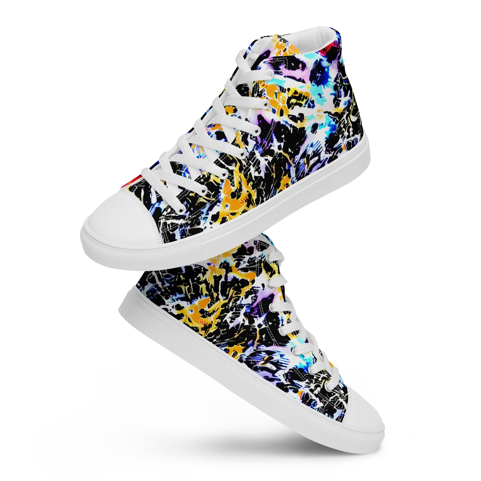 Chrome Fire on Men's High Top Canvas Shoes — Front