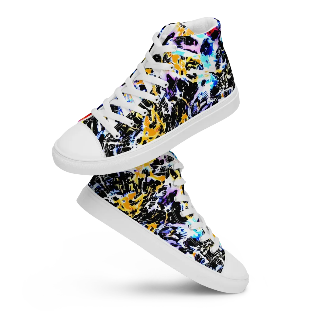 Chrome Fire on Men's High Top Canvas Shoes — Front
