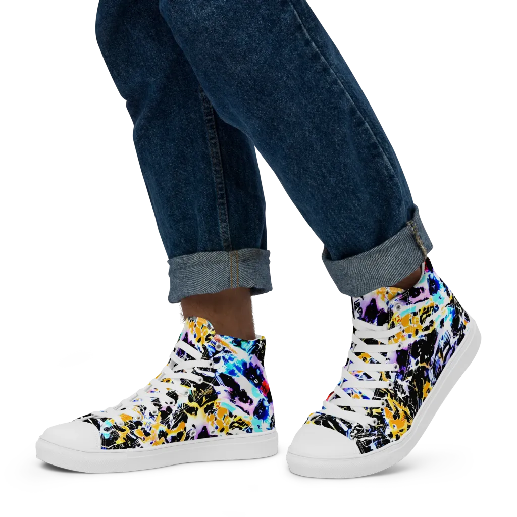 Chrome Fire on Men's High Top Canvas Shoes — Left