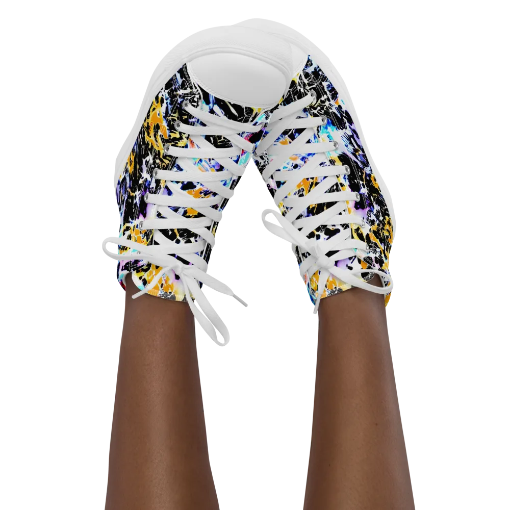 Chrome Fire on Women's High Top Canvas Shoes — Front
