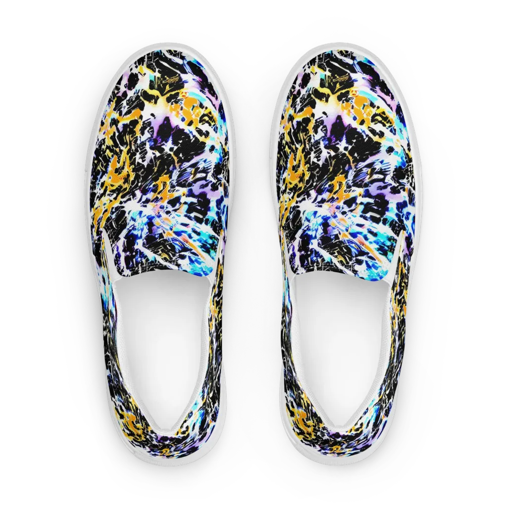 Chrome Fire on Men's Slip-On Canvas Shoes — Front