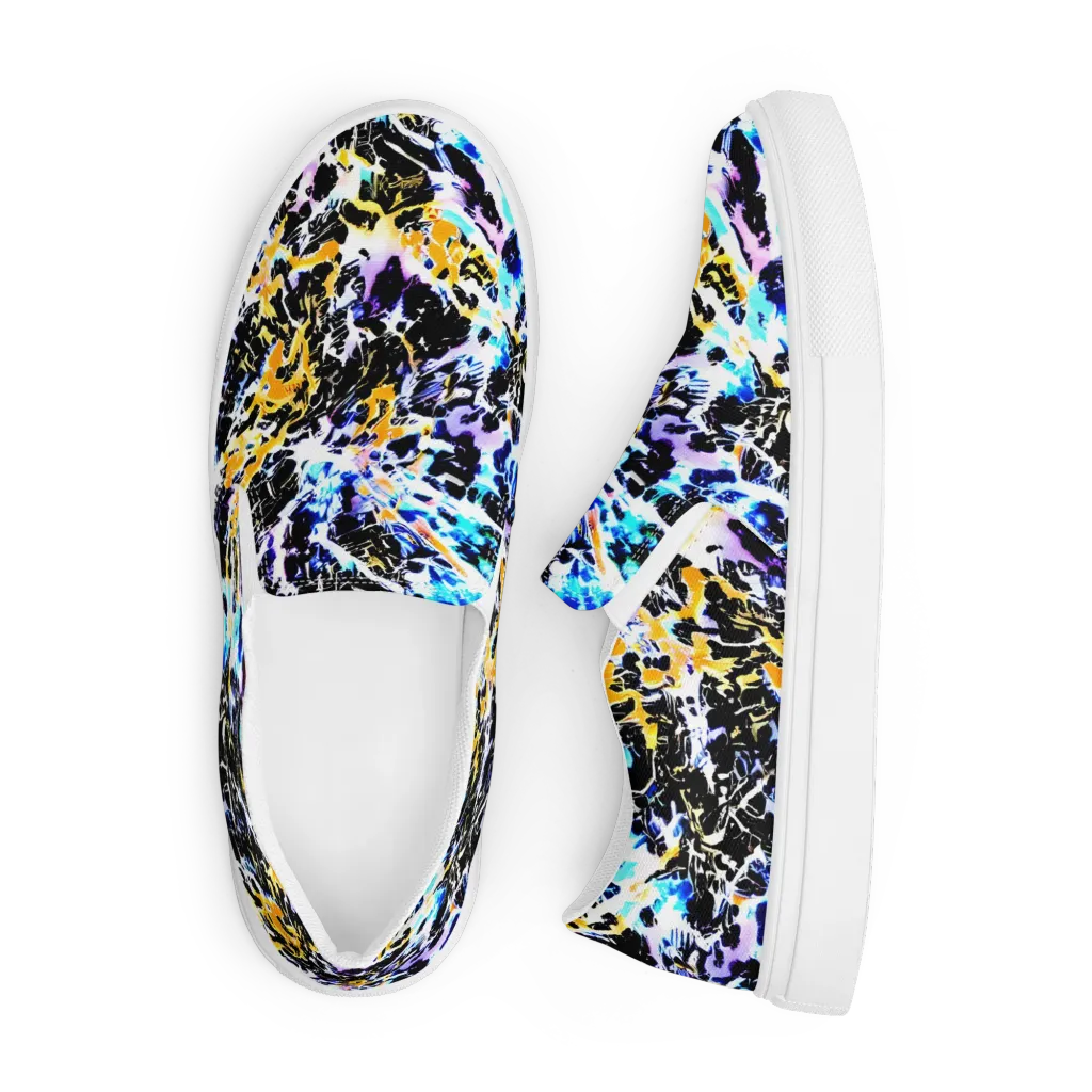Chrome Fire on Men's Slip-On Canvas Shoes — Front