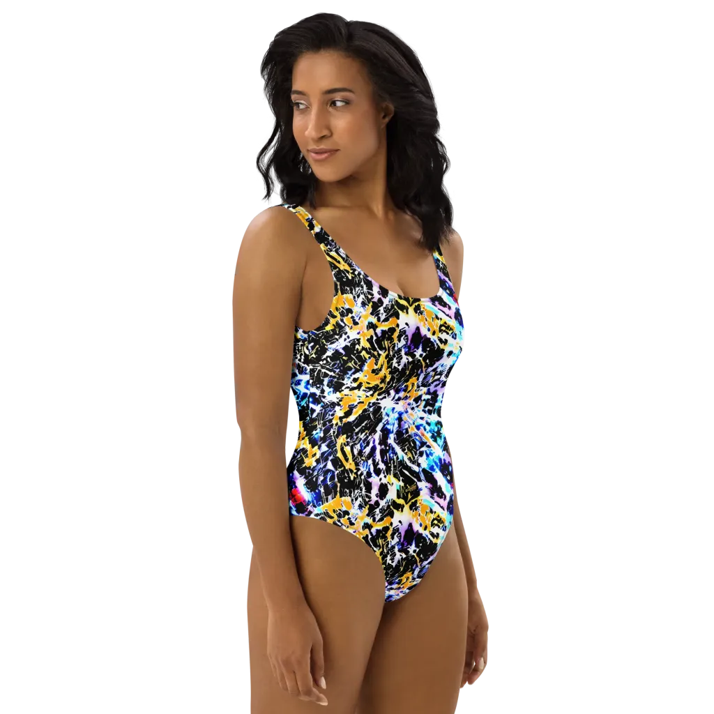 Chrome Fire on One-Piece Swimsuit — Right