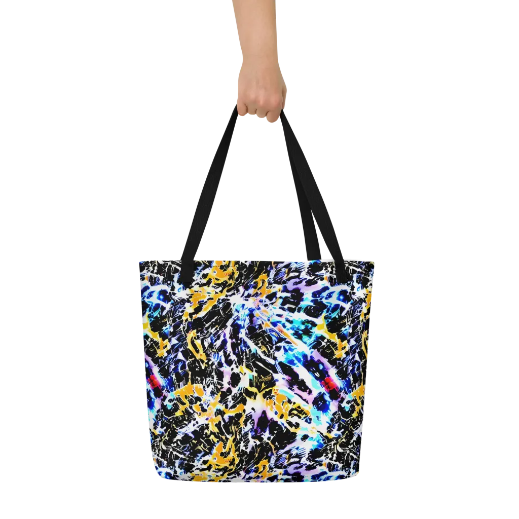 Chrome Fire on Large Tote Bag W/ Pocket — Front