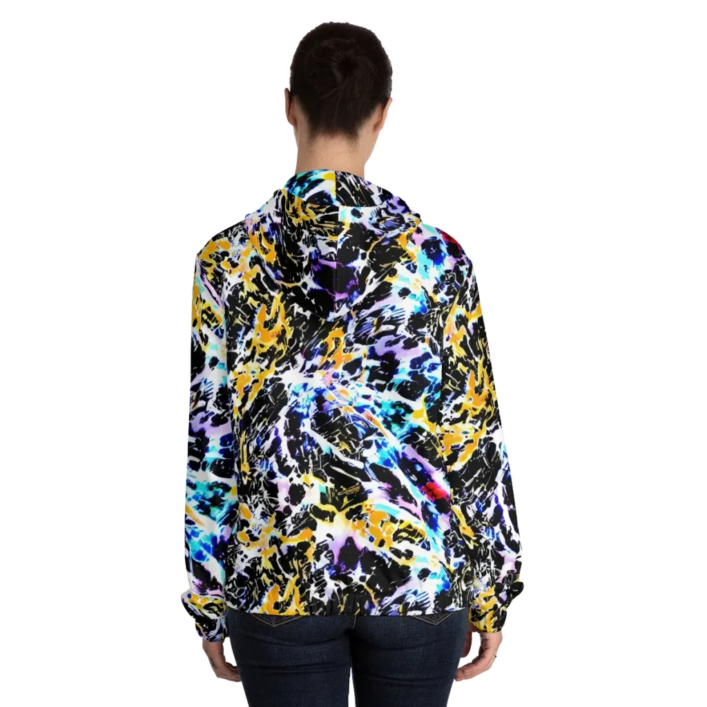 Chrome Fire on Women's Full-Zip Hoodie — Back On Person