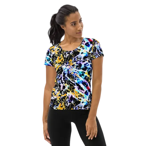 Chrome Fire on a Women's Athletic T-Shirt