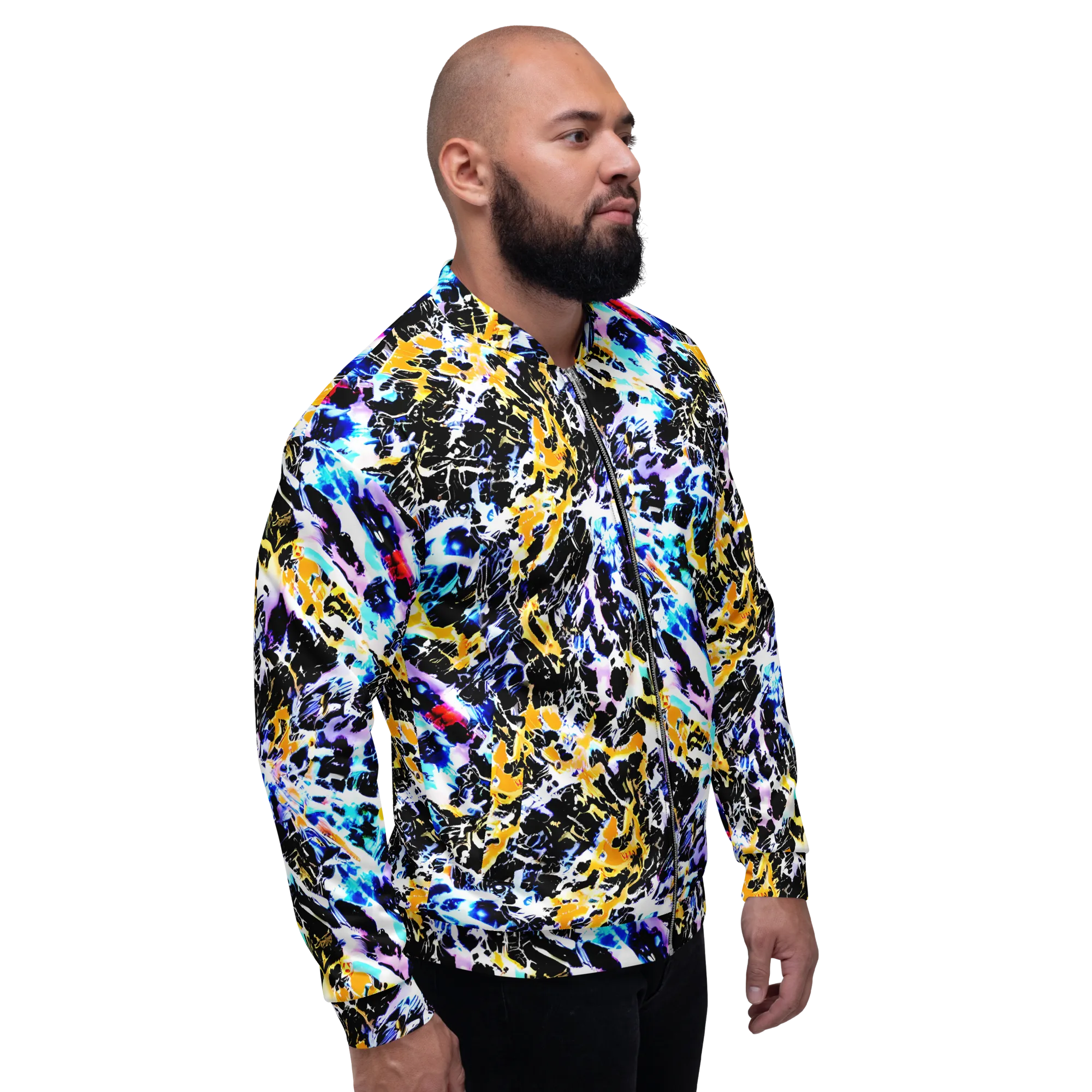 Chrome Fire on Bomber Jacket — Right