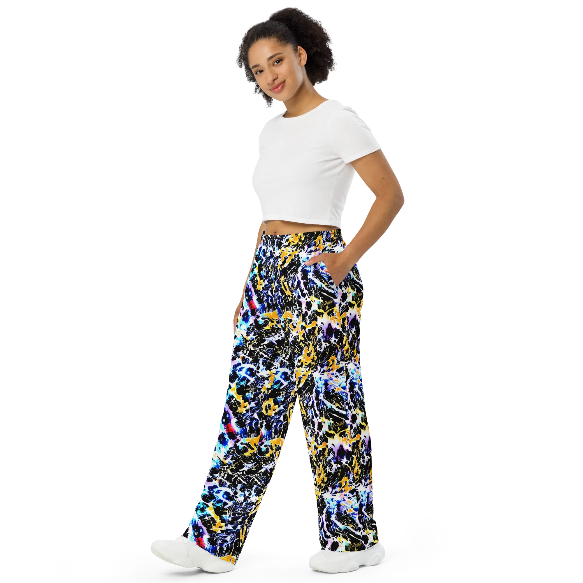 Chrome Fire on Wide-Leg Pants — Left Front
