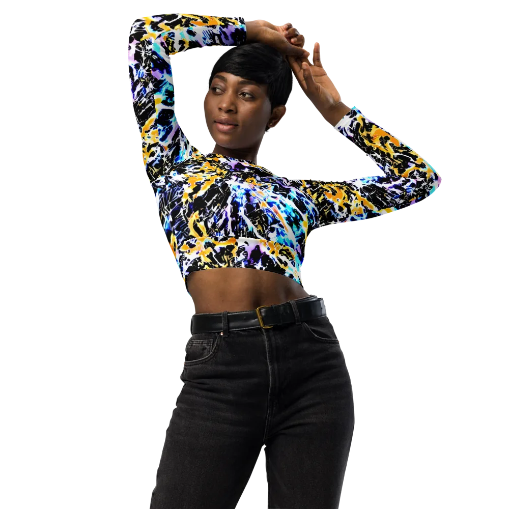 Chrome Fire on Long Sleeve Crop Top — Front