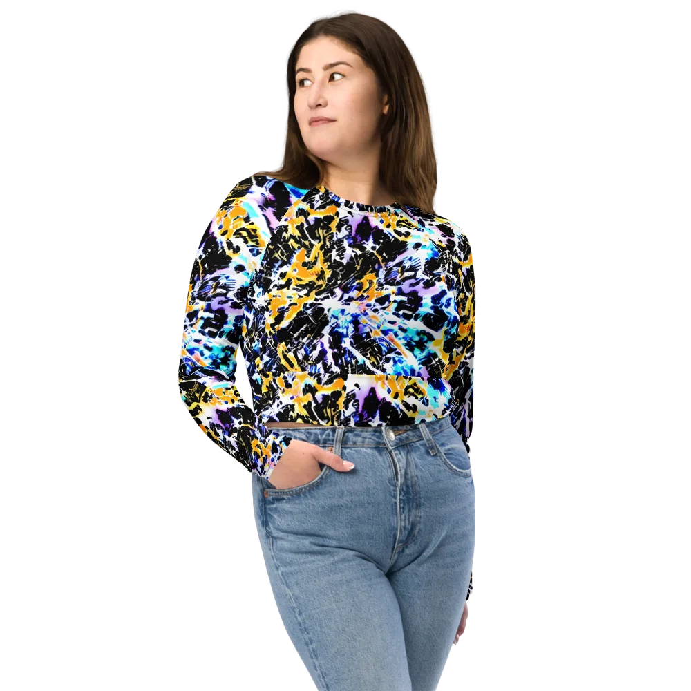 Chrome Fire on Long Sleeve Crop Top — Front