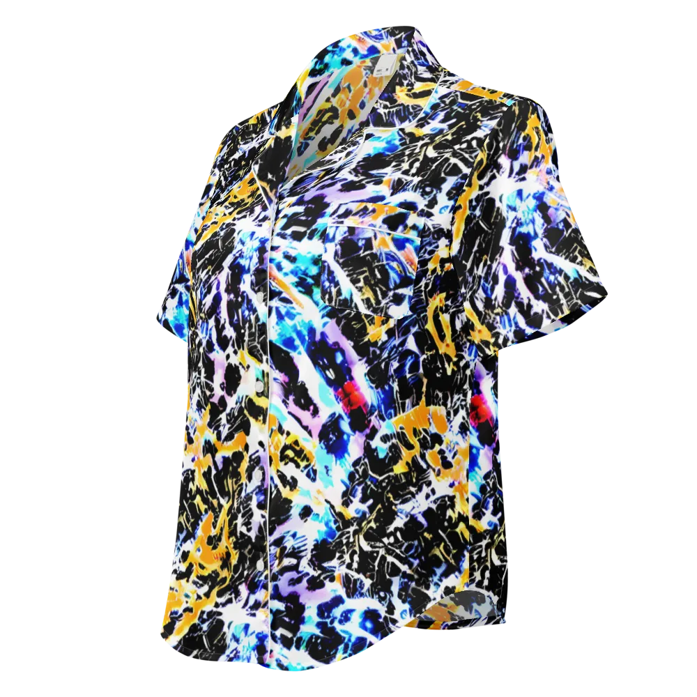 Chrome Fire on Women's Short Sleeve Pajama Top — Left Front