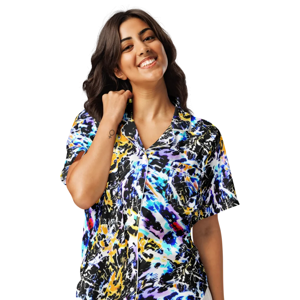 Chrome Fire on Women's Short Sleeve Pajama Top — Front