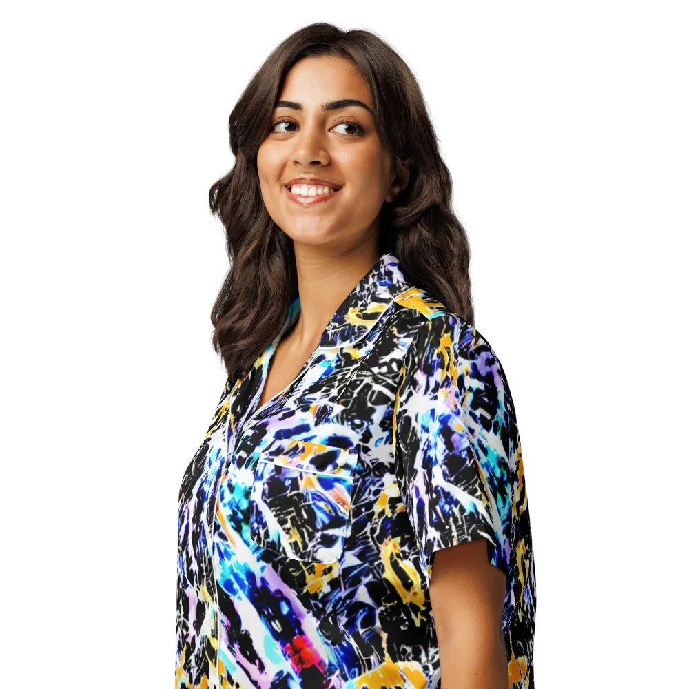 Chrome Fire on Women's Short Sleeve Pajama Top — Left Front