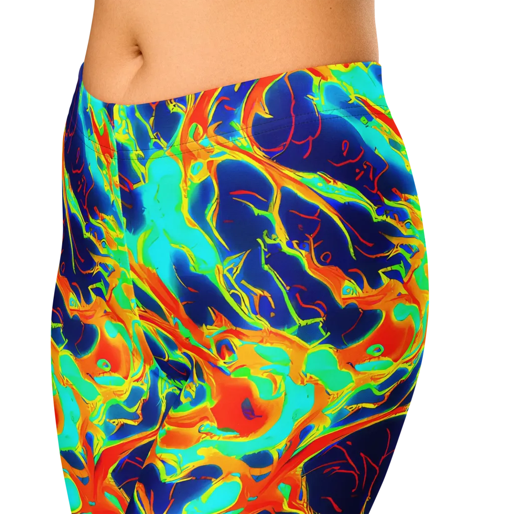 Prismatic Heat on Capri Leggings — Zoomed-in