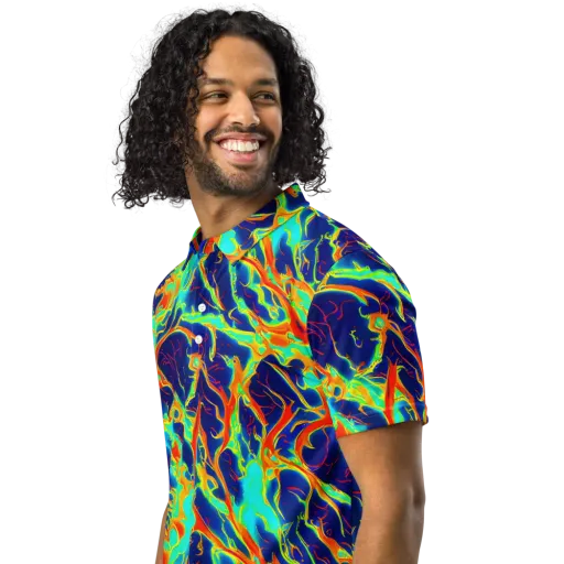 Prismatic Heat on a Men's Slim Fit Polo Shirt