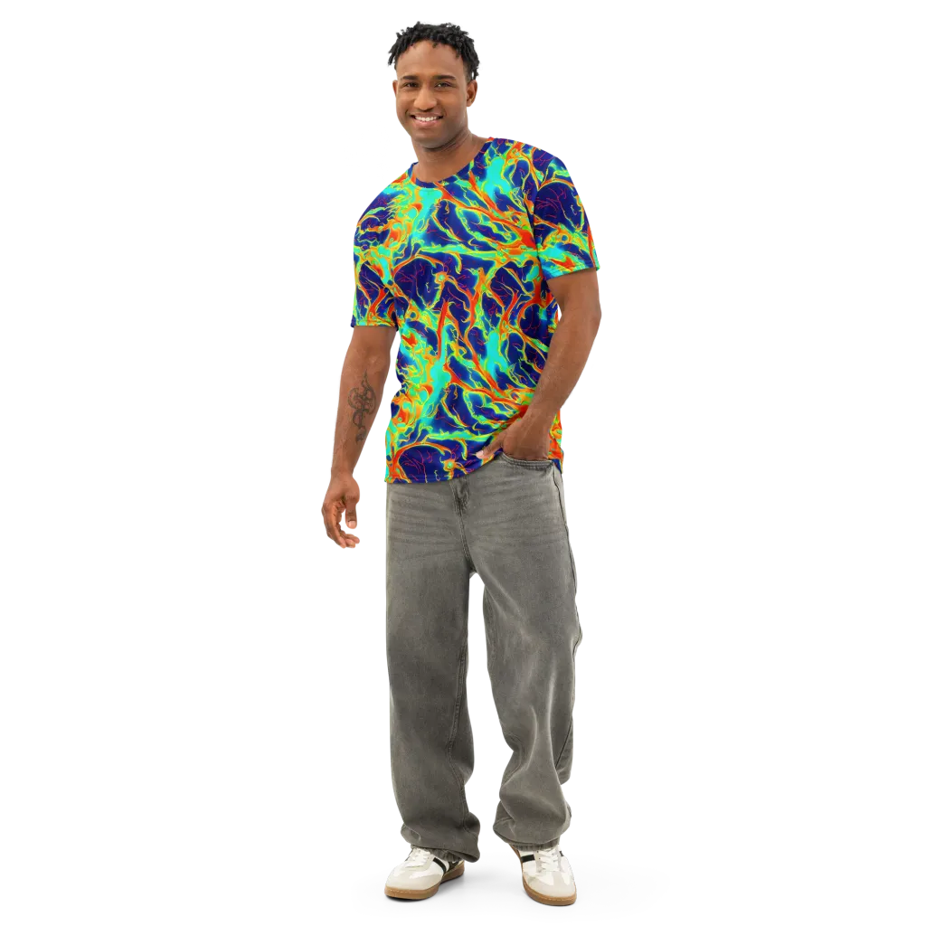 Prismatic Heat on Men's Cotton Crew Neck T-Shirt — Front