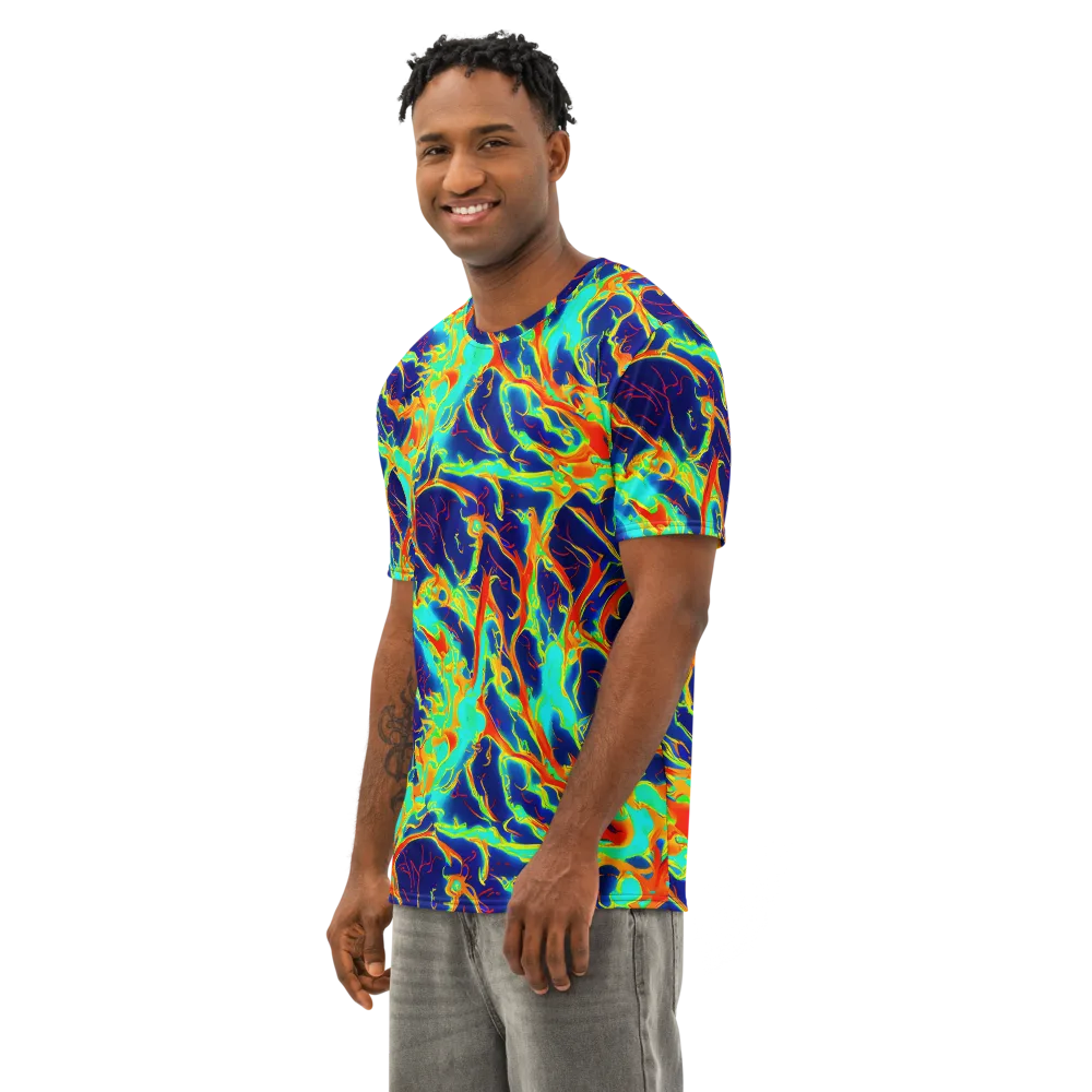 Prismatic Heat on Men's Cotton Crew Neck T-Shirt — Left Front