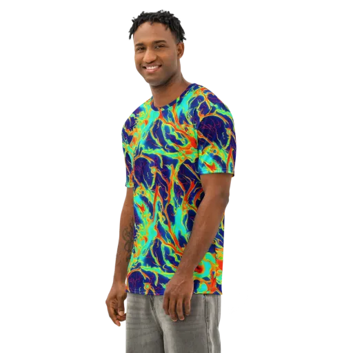 Prismatic Heat on a Men's Cotton Crew Neck T-Shirt