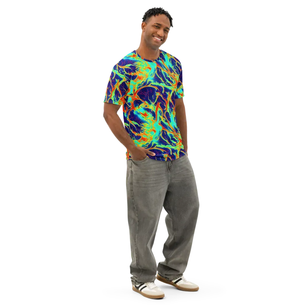 Prismatic Heat on Men's Cotton Crew Neck T-Shirt — Right Front