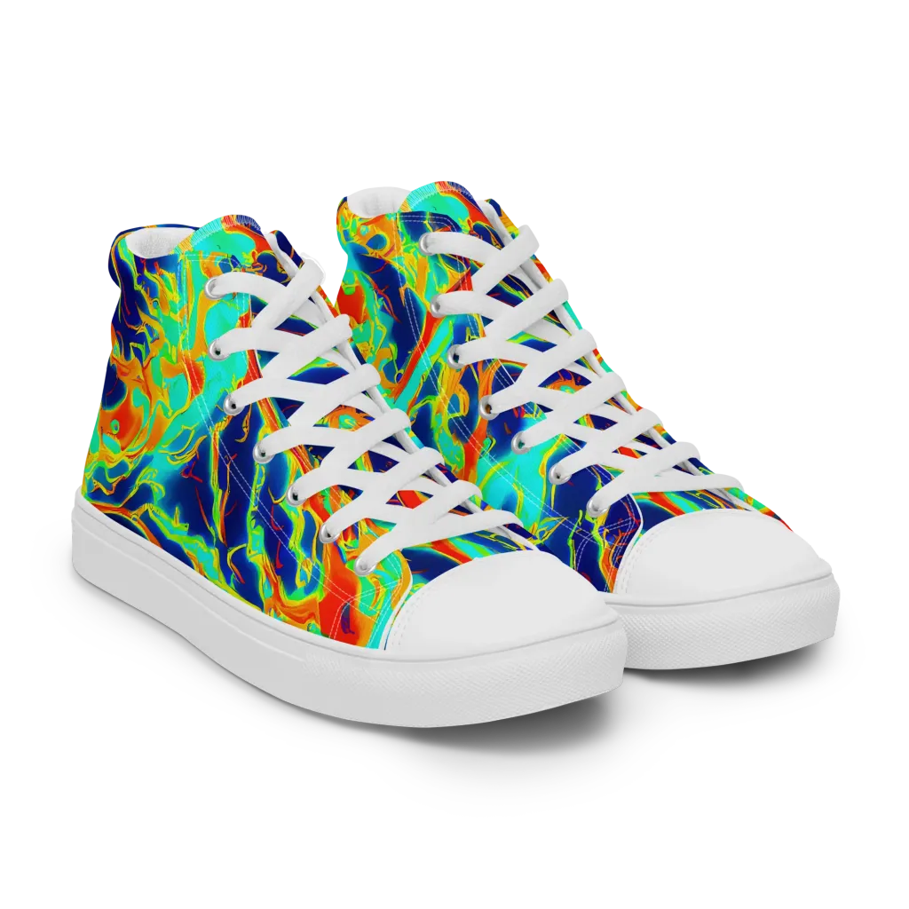 Prismatic Heat on Men's High Top Canvas Shoes — Right Front