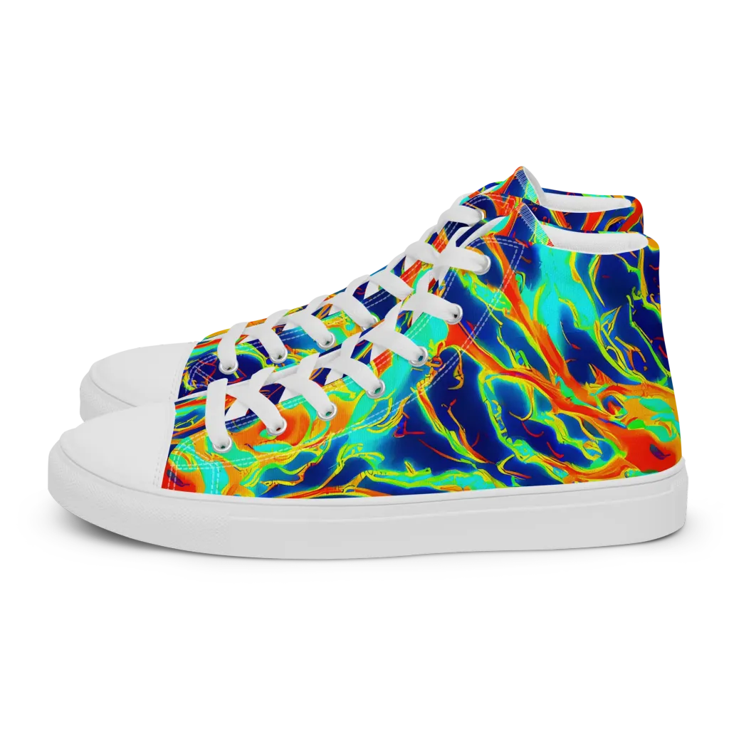 Prismatic Heat on Men's High Top Canvas Shoes — Left