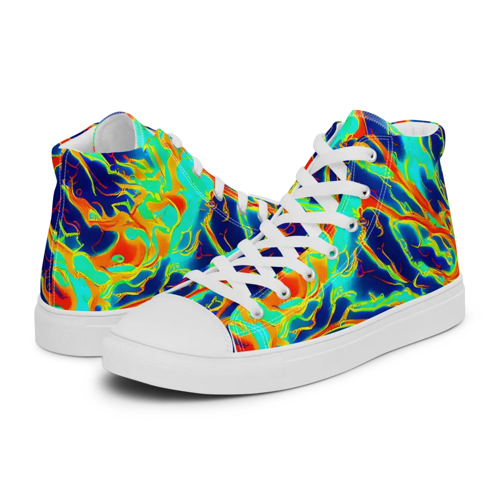 Prismatic Heat on Men's High Top Canvas Shoes — Left