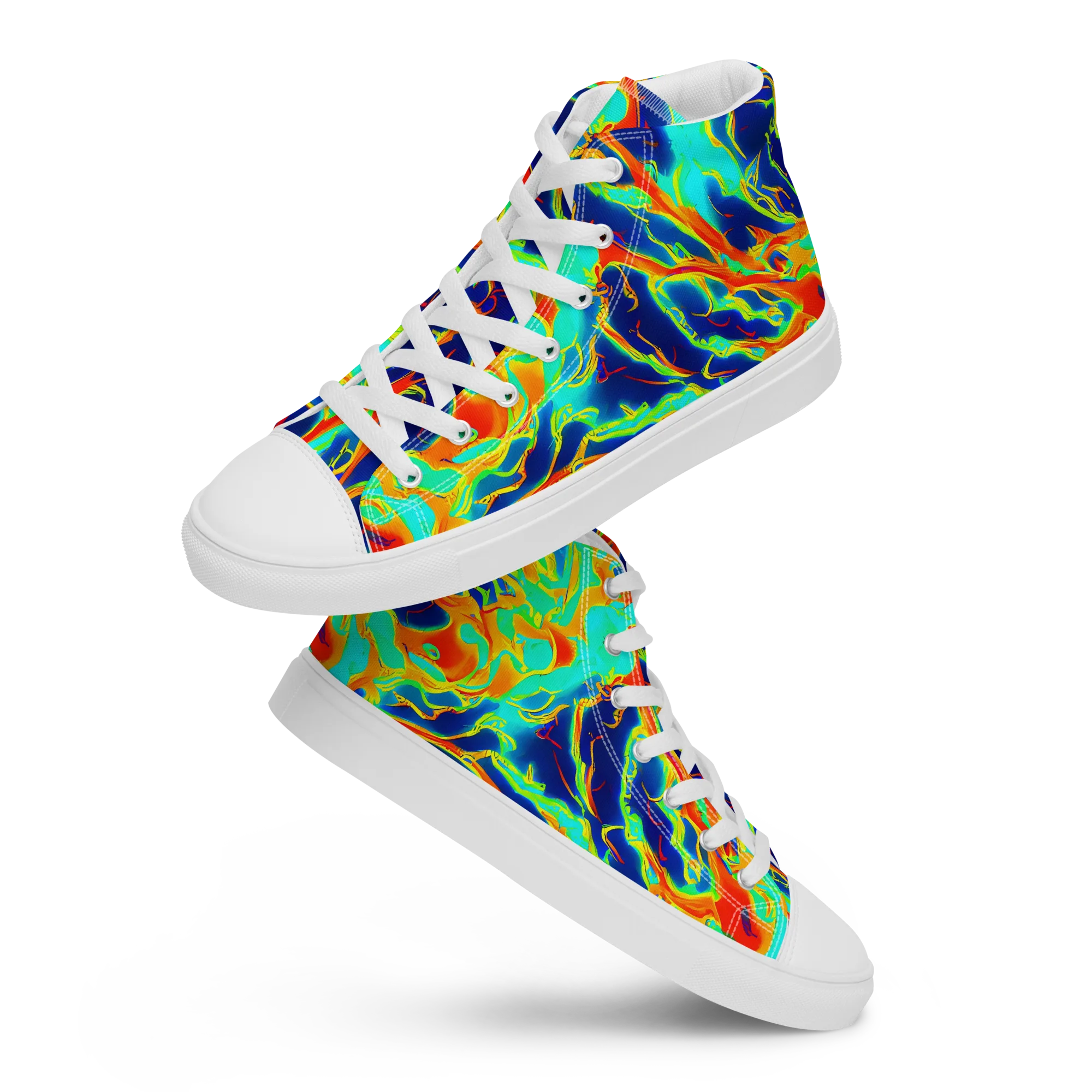 Prismatic Heat on Men's High Top Canvas Shoes — Front