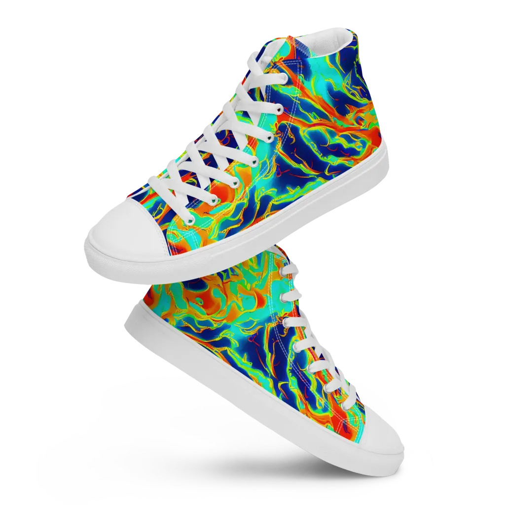 Prismatic Heat on Men's High Top Canvas Shoes — Front