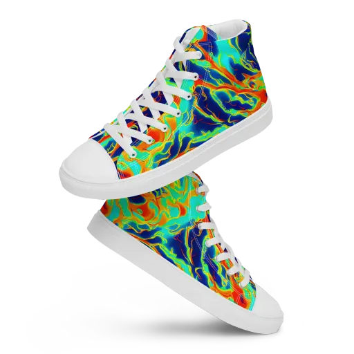 Prismatic Heat on a Men's High Top Canvas Shoes