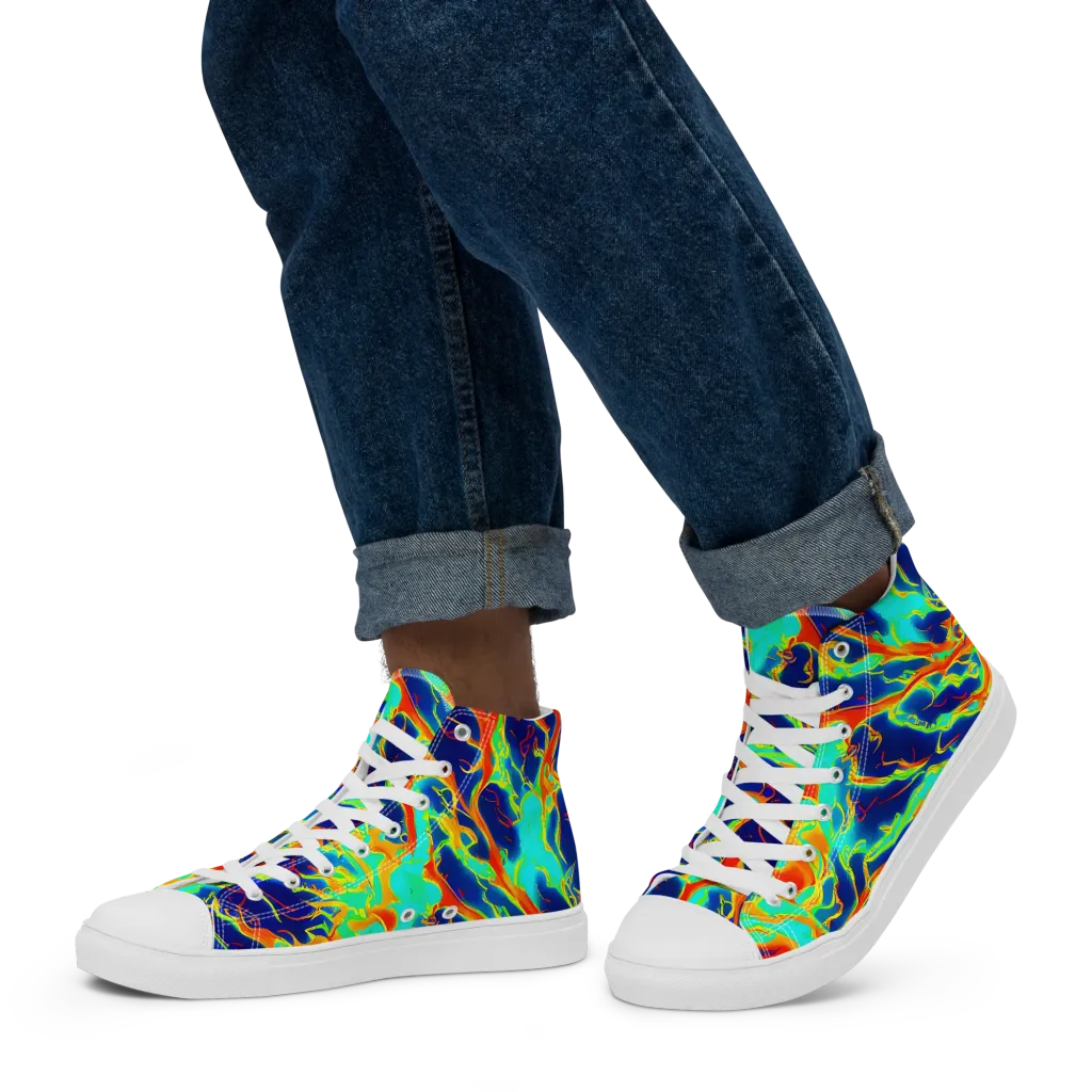Prismatic Heat on Men's High Top Canvas Shoes — Left