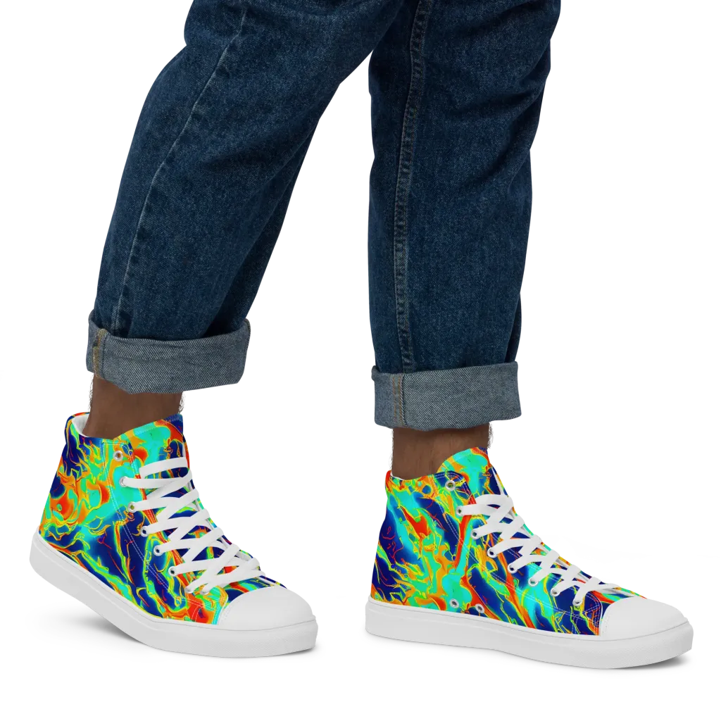 Prismatic Heat on Men's High Top Canvas Shoes — Right