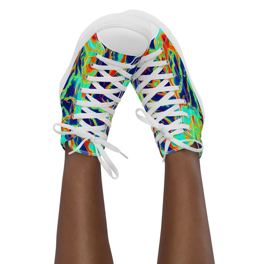 Prismatic Heat on Women's High Top Canvas Shoes — Front
